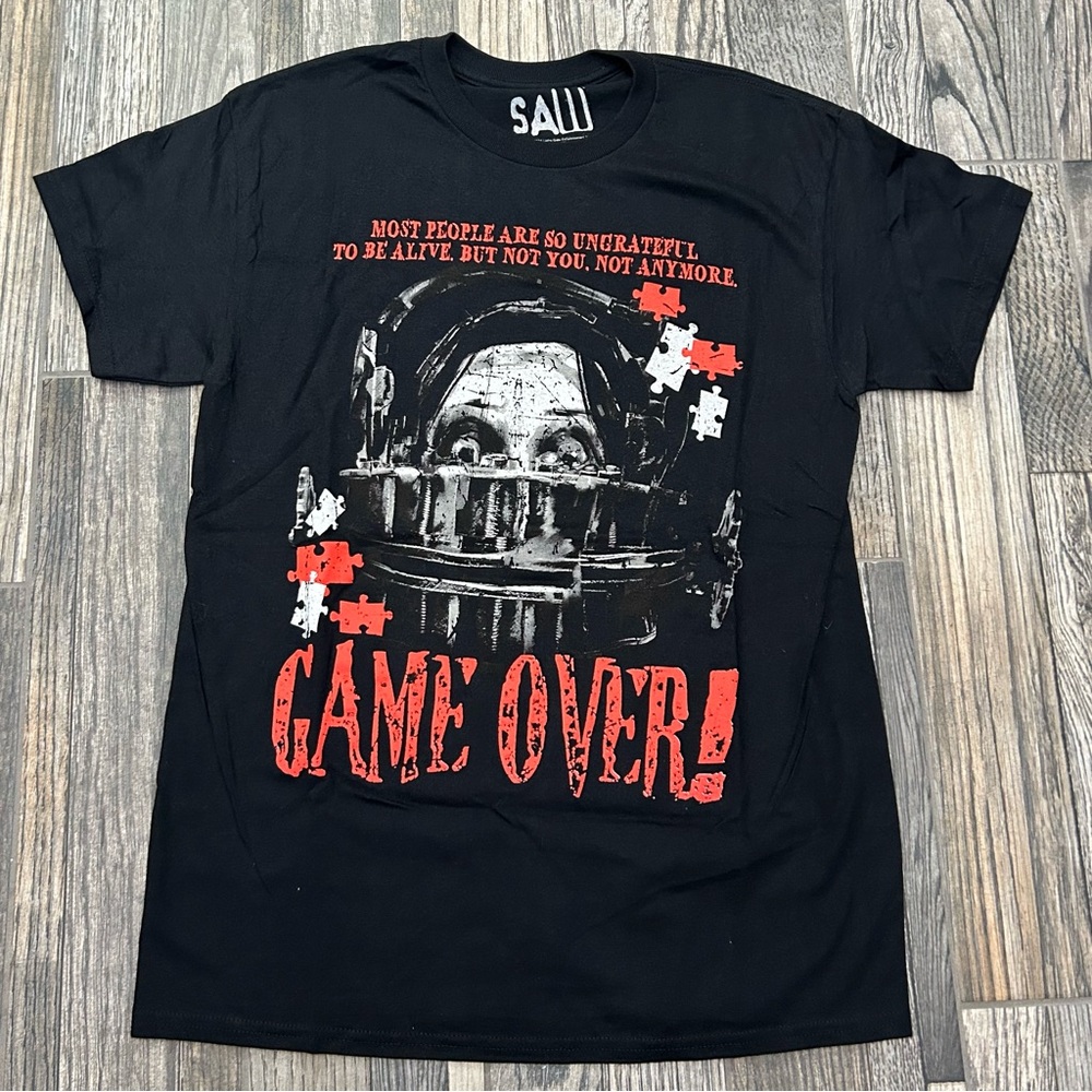🔥🔥 SAW Game Over Horror MOVIE PROMO Graphic Tee - RARE  - Size MEDIUM - EUC